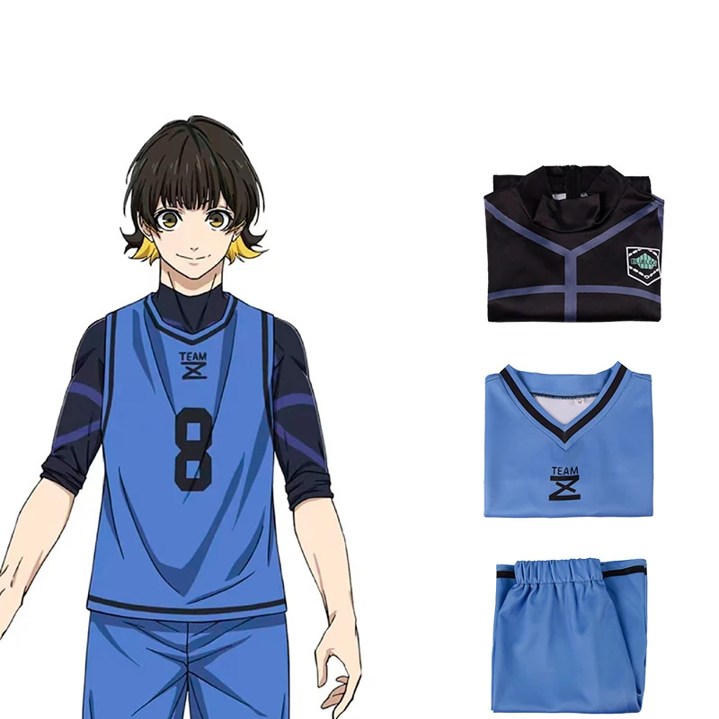 Fotbalový dres cosplay kostým modrý sportovní souprava pro muže ženy anime oblečení