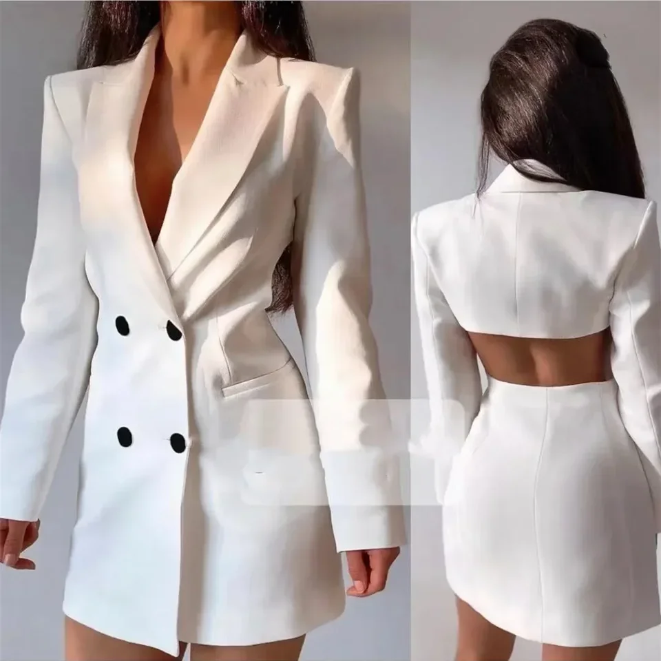 Dámské elegantní sako slim fit černé kancelářské formální sako s dlouhým rukávem