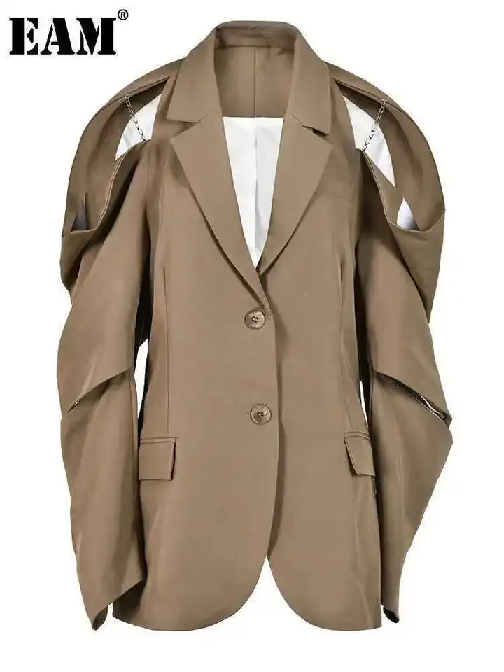 Dámský oversized blejzr s odhalenými rameny - elegantní jarní/podzimní móda ve volném střihu