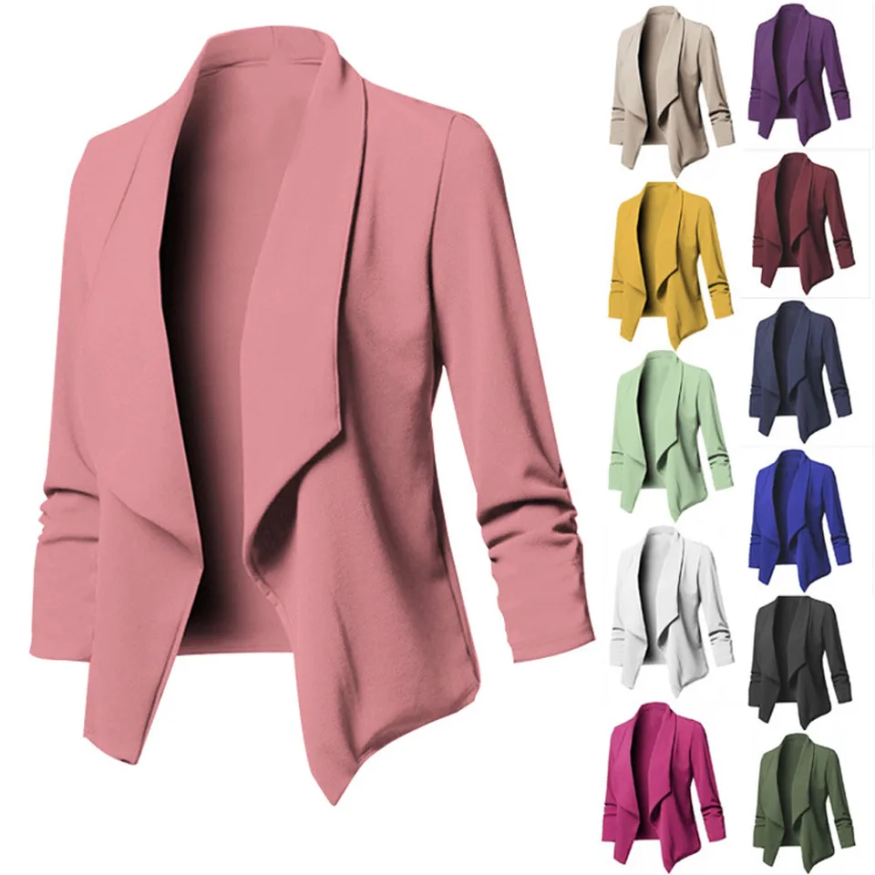 Dámské oversized sako s nabíranými rukávy - elegantní kancelářský styl S-5XL