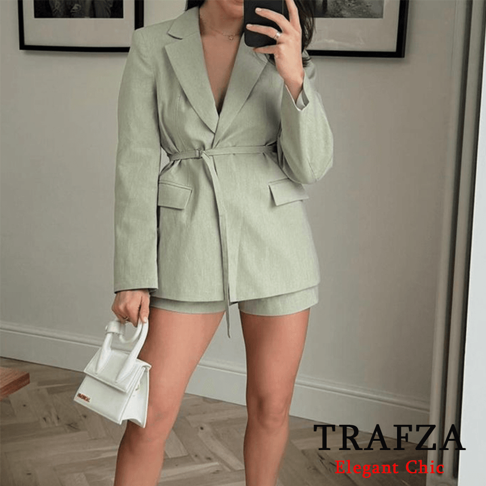 Dámský elegantní blazer s úzkým pasem - jarní/podzimní kabát ve stylu britské módy