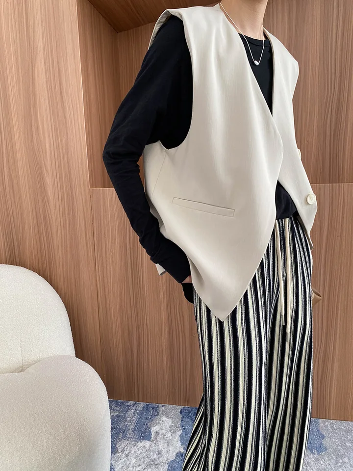 Dámská volnočasová vesta bez rukávů - módní jarní a podzimní elegantní top