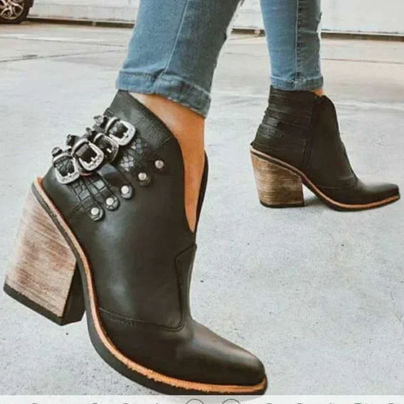 Dámské nepromokavé zimní kotníkové boty slip-on vysoký podpatek velikost 43