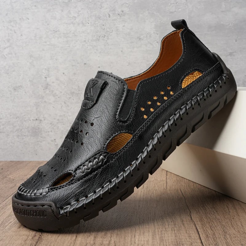 Letní pánské kožené sandály velké velikosti ručně vyráběné protiskluzové pro venkovní nošení a řízení auta