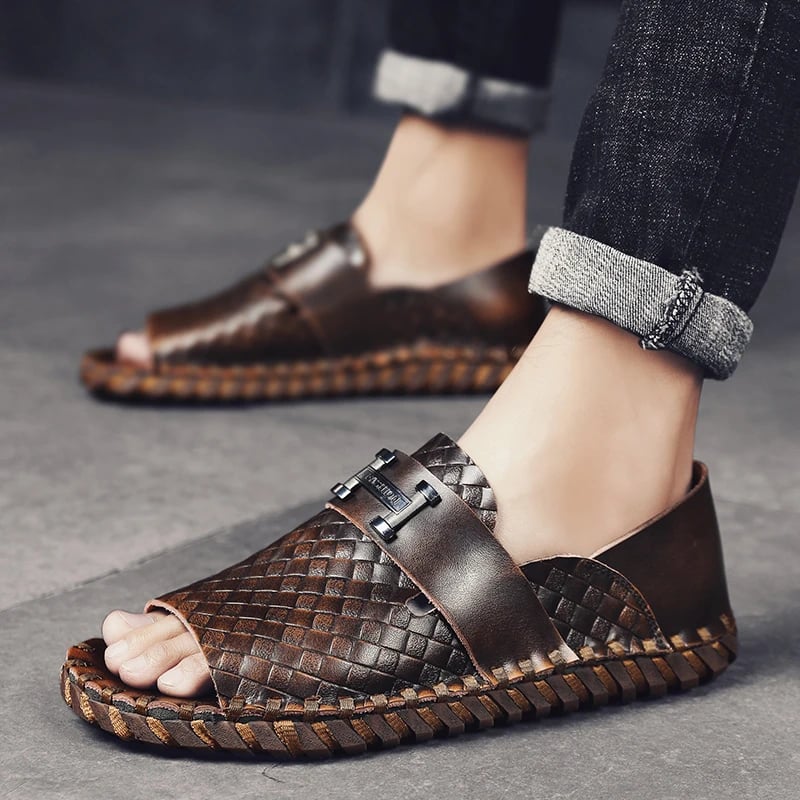 Pánské letní kožené rybářské sandály retro casual outdoor plážové boty