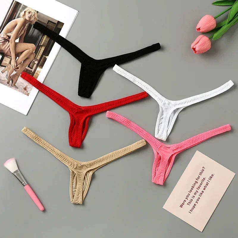 Mini sexy spodní prádlo, dámské tanga, nízký pas s úzkým páskem, ultra krátké spodní prádlo ve stylu bikin, dámské spodní prádlo