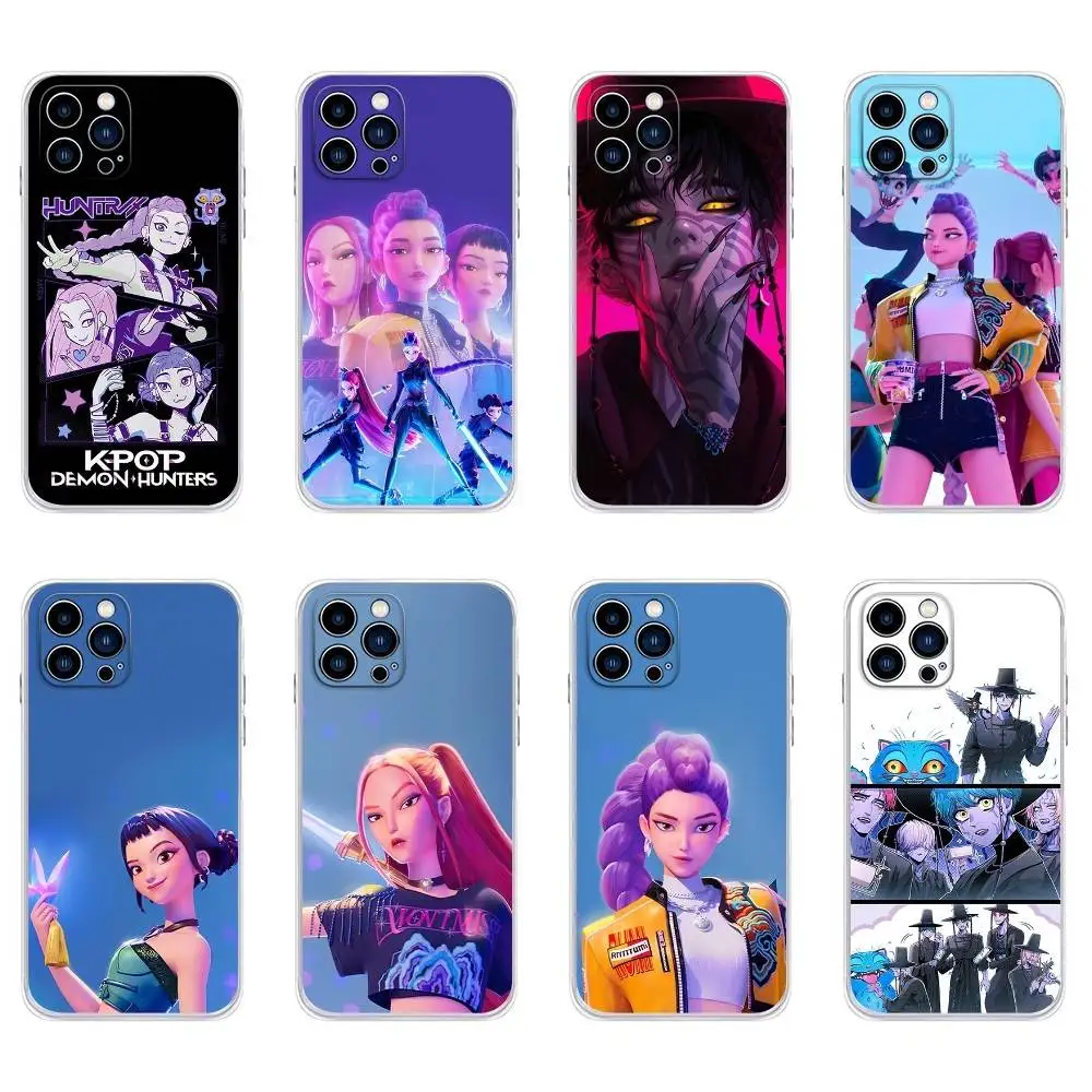KPop D-Demon H-Hunters pouzdro na telefon pro iPhone 16 15 14 13 12 11 Pro Max Mini X XS SE 7 8 Plus 16E nárazuvzdorné protiskluzové měkké kryty