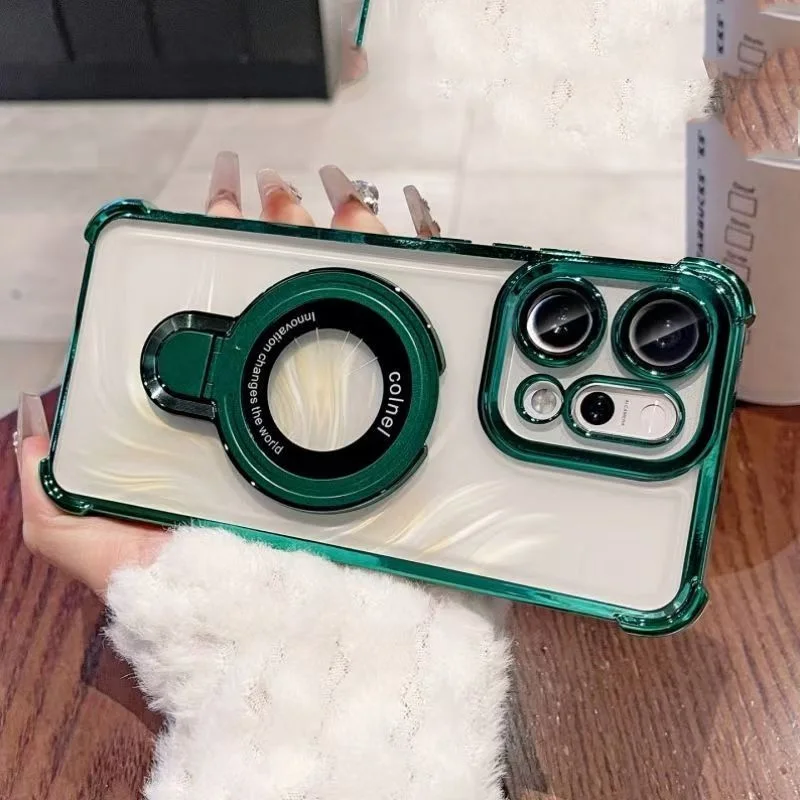 Pro OPPO Reno 14 13 12 11 Reno 14 Reno 13 F Pro 13F 14F 12F Pouzdro s magnetickým držákem, pokovování, airbag, měkké, průhledné, nárazuvzdorné