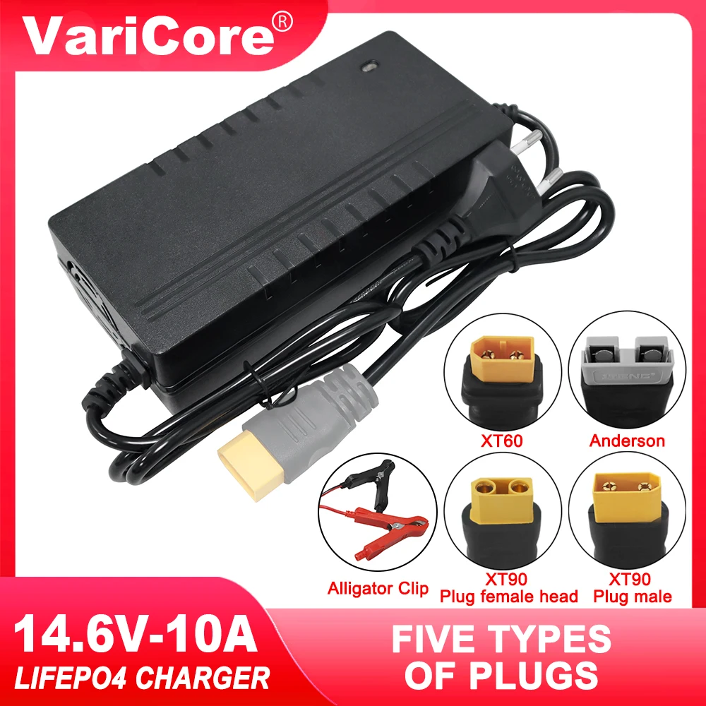 Nabíječka VariCore 14,6 V 12 V 10 A Lifepo4 110-220 V 4S 12 V lithium-železitophosfátová baterie s vysokým výkonem, svorka XT60 XT90