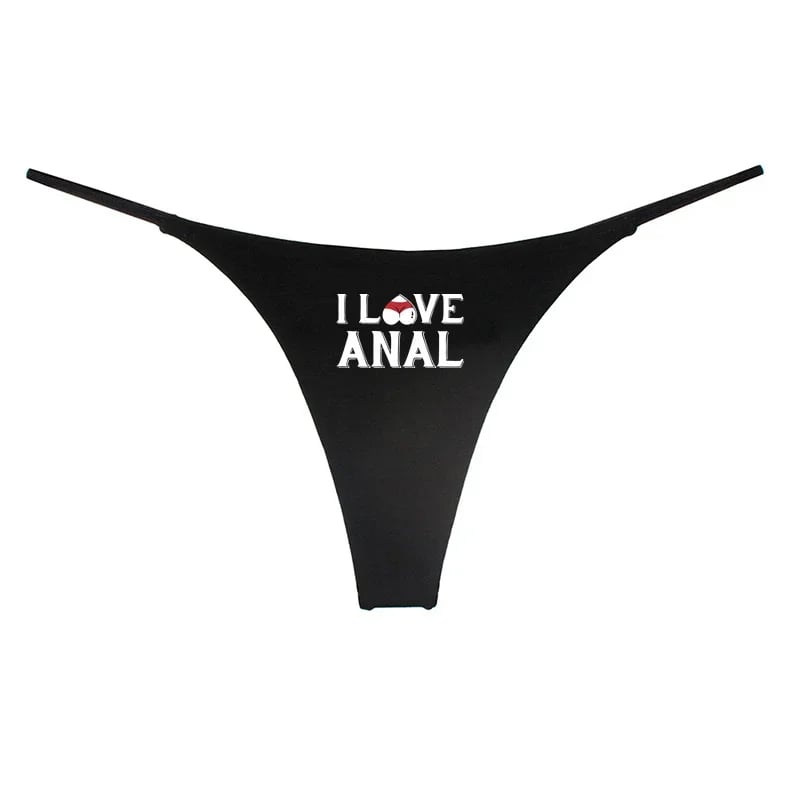 I LOVE ANAL Písmeno Tisk Dvojitá vrstva Tenký ramínko Tanga pro ženy Roztomilé bavlněné spodní prádlo Bezešvé dámské dívčí kalhotky dárek pro ni