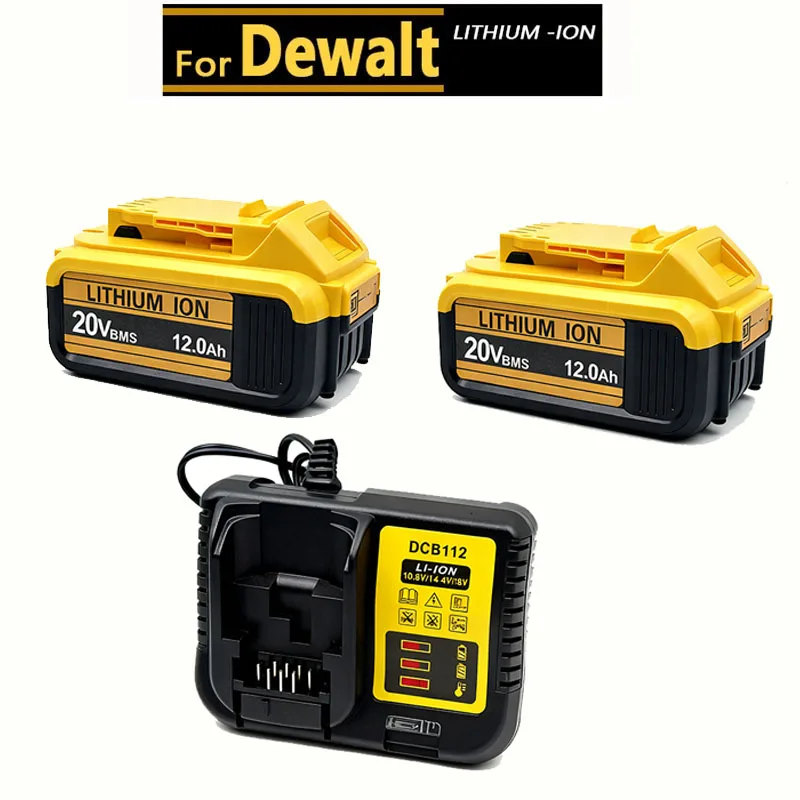Sada 2 kusů pro DEWALT 20V nabíječku baterií DCB205 12Ah, DCB112 rychlonabíječka pro všechny 20V Max XR pro DEWALT 18V baterie ASTools