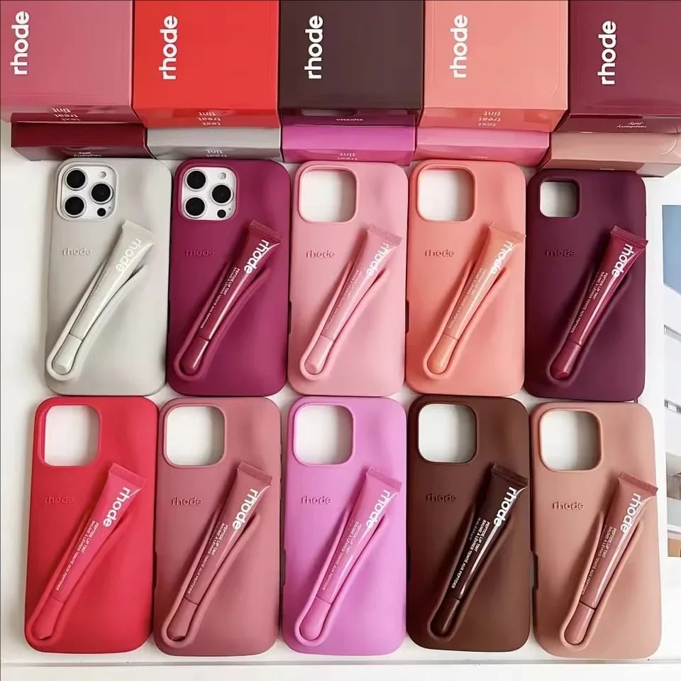 Podzimní edice Rhode Cover pro iPhone 17 16 15 14 13 12 11 Pro Max Plus 16E Air Soft silikonový kryt s leskem na rty a rtěnkou v krabičce