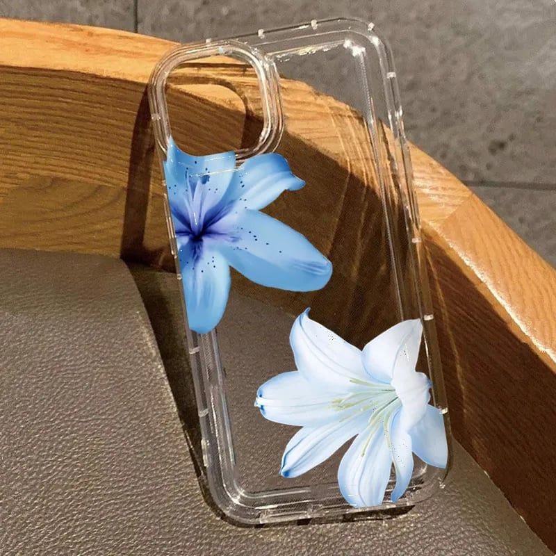 Průhledný kryt s motivem květiny a letní lilie pro iPhone 17 16 Pro Max 15 14 13 12 11 XS X XR 16E 7 8 Plus 17Air, nárazuvzdorný měkký zadní kryt