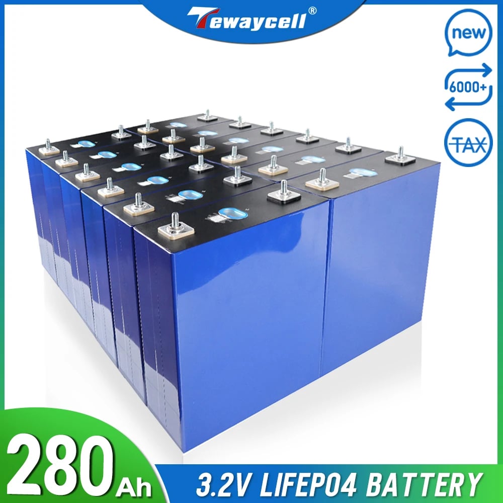 Tewaycell 4/8/16 ks 280Ah 3,2V Lifepo4 baterie Pack lithium-železitý fosfát pro napájení solárních článků elektromobilů