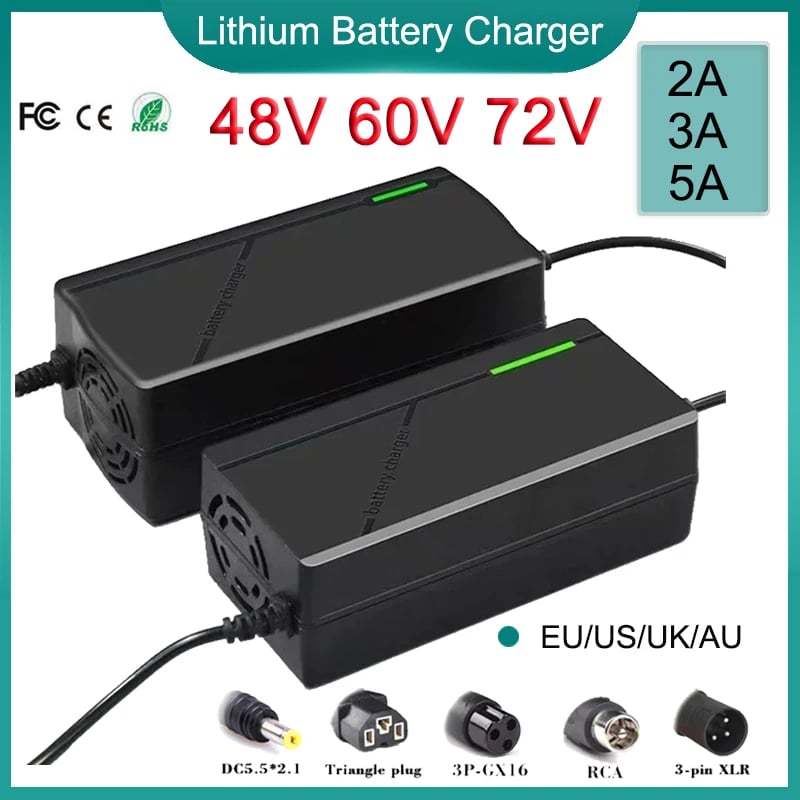 Nabíječka lithium-iontových baterií 48V 60V 72V 2A 3A 5A pro 13S 16S 20S 54,6V 67,2V 84V 21700 Li-ion, rychlé inteligentní nabíjení 5A