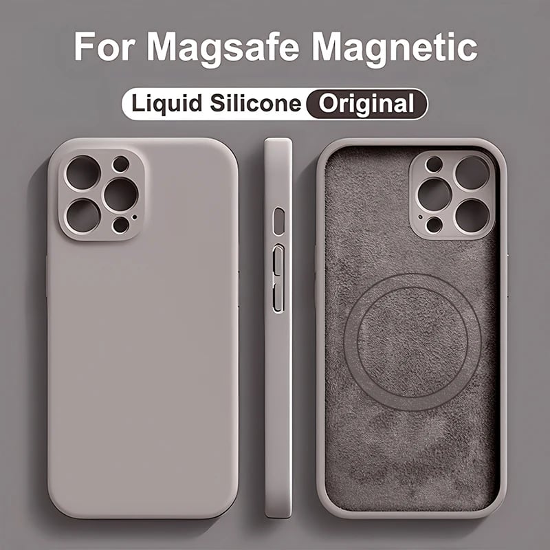 Originální tekutý silikonový magnetický kryt pro iPhone 11 13 12 14 15 Pro Max Plus pro MagSafe pouzdro s bezdrátovým nabíjením a příslušenstvím