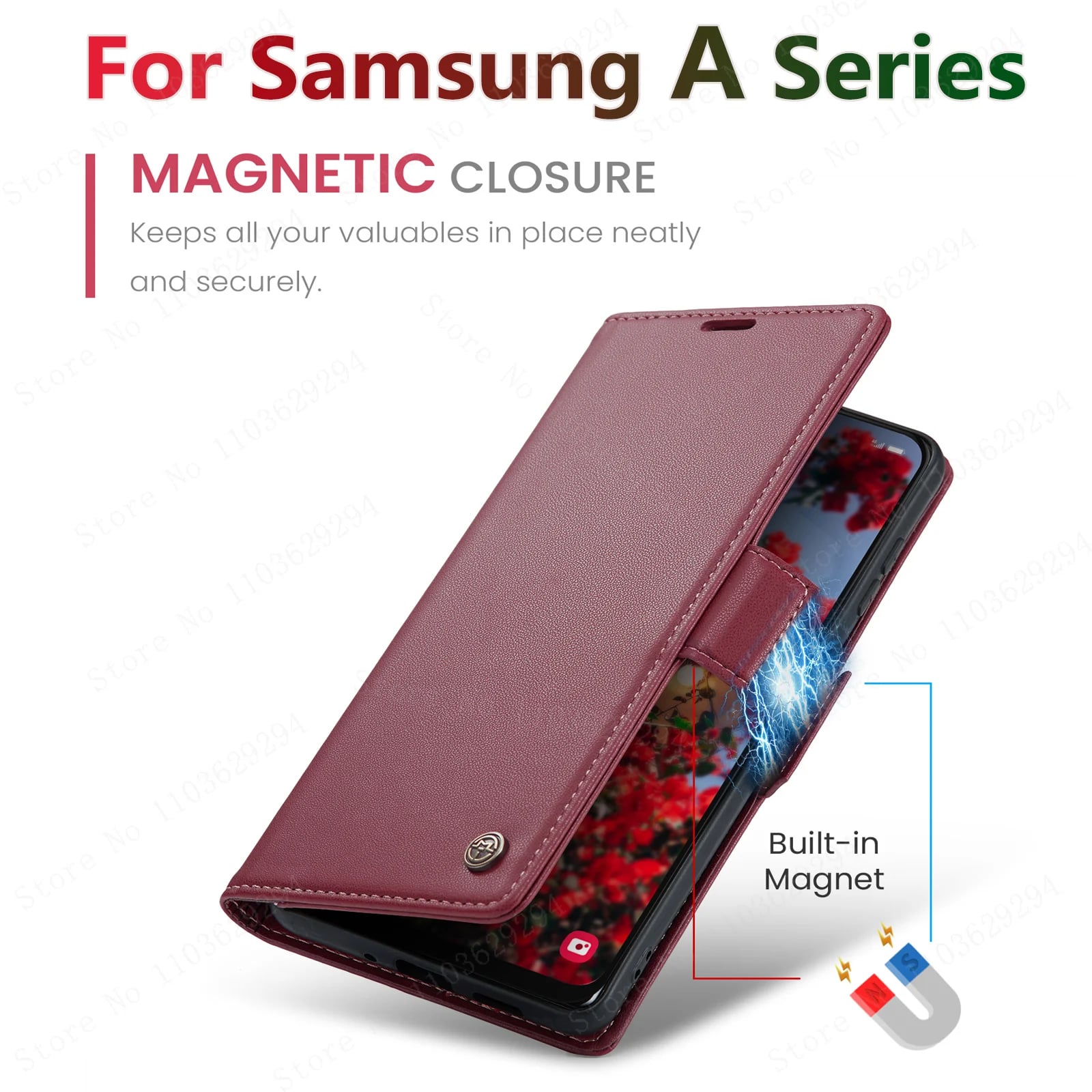 Luxusní kožené pouzdro s peněženkou pro Samsung Galaxy A54 55 53 52 71 72 73 51 34 32 15 Series Pouzdro na mobilní telefon sloty pro karty Flipové pouzdro