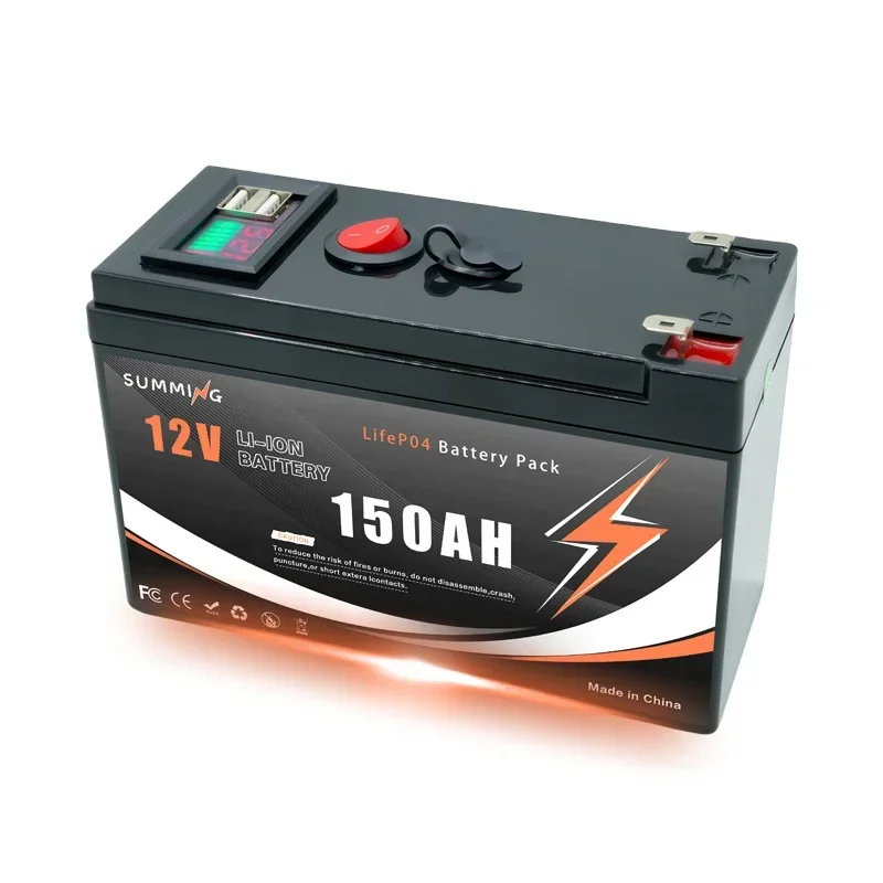 LiFePO4 12V 🪟Baterie Deep Cycle 18650 Lithium 150000mAh s vestavěným BMS, pro UPS, kajakový sonar, solární panel, Power Wheels