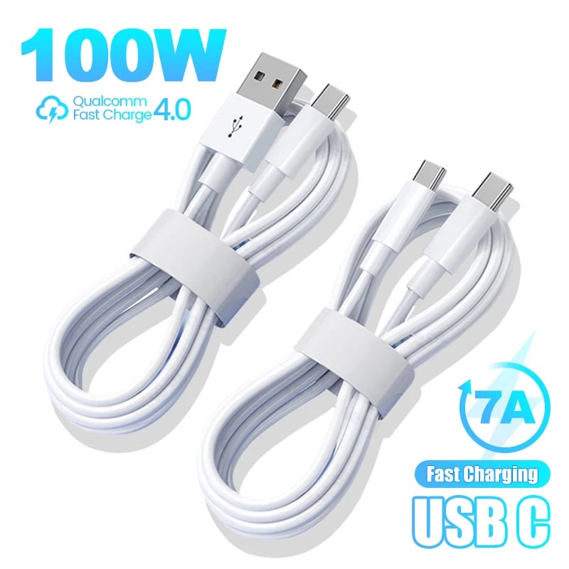 Kabel USB typu C pro Huawei Honor Xiaomi Samsung 100W 7A Super rychlé nabíjení Datový kabel Drátový kabel Nabíječka telefonu Příslušenství