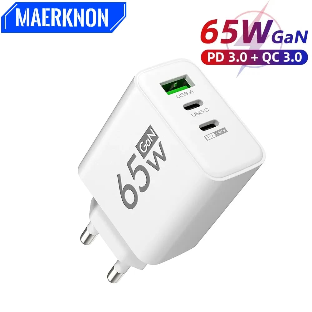 Nabíječka PD 65W USB-C GaN Quick Charge 3.0 typu C pro iPhone 15 14 Samsung Xiaomi 3portová rychlá nabíječka do zásuvky