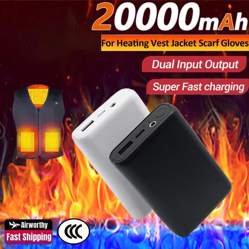 Nová 20000mAh powerbanka s USB nabíječkou, rychlonabíjecí, přenosná externí baterie, ultratenké vyhřívání pro vestu, bundu, rukavice, ponožku
