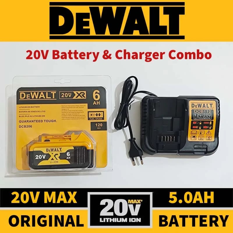 Pro XR DeWALT 18V/20V 6,0Ah Li-Ion elektrické nářadí Baterie 5Ah 20V Nabíječka baterií Kombinovaná nabíječka DCB205, DCB206, DCB202, DCB1104 Sada nabíječek