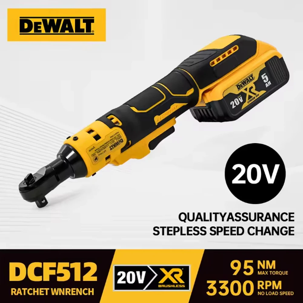 Dewalt DCF512 1/2 palcový bezkartáčový ráčnový pravoúhlý utahovák s LED diodami akušroubovák s nastavitelnou rychlostí, akumulátorový utahovák, 20V elektrické nářadí