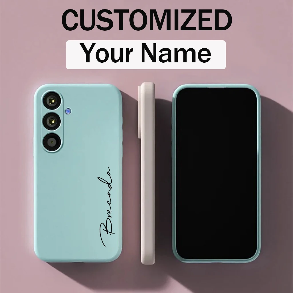 For Samsung A55 A54 A53 A52S A51 4G 5G Customized Personalized Name Luxury Original Initials Soft Liquid Silicone DIY Case Cover