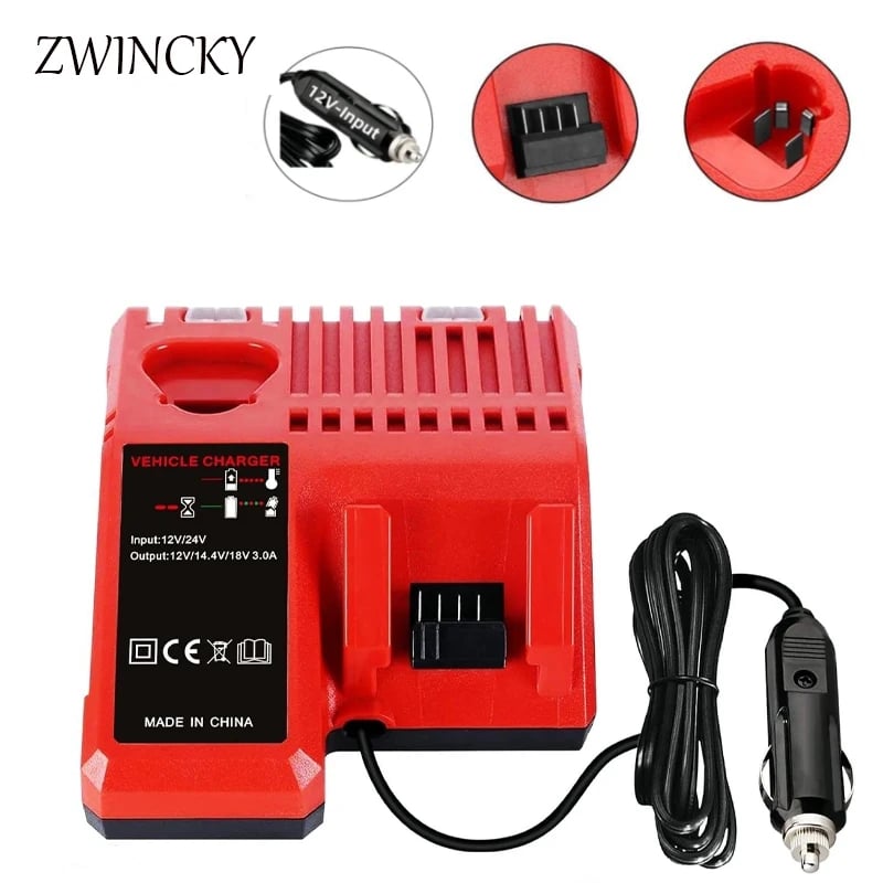 Pro M18 a M12 Multivoltová autonabíječka pro Milwaukee 12V 14V 18V lithium-iontové baterie 48-11-2401 Zástrčka zapalovače cigaret