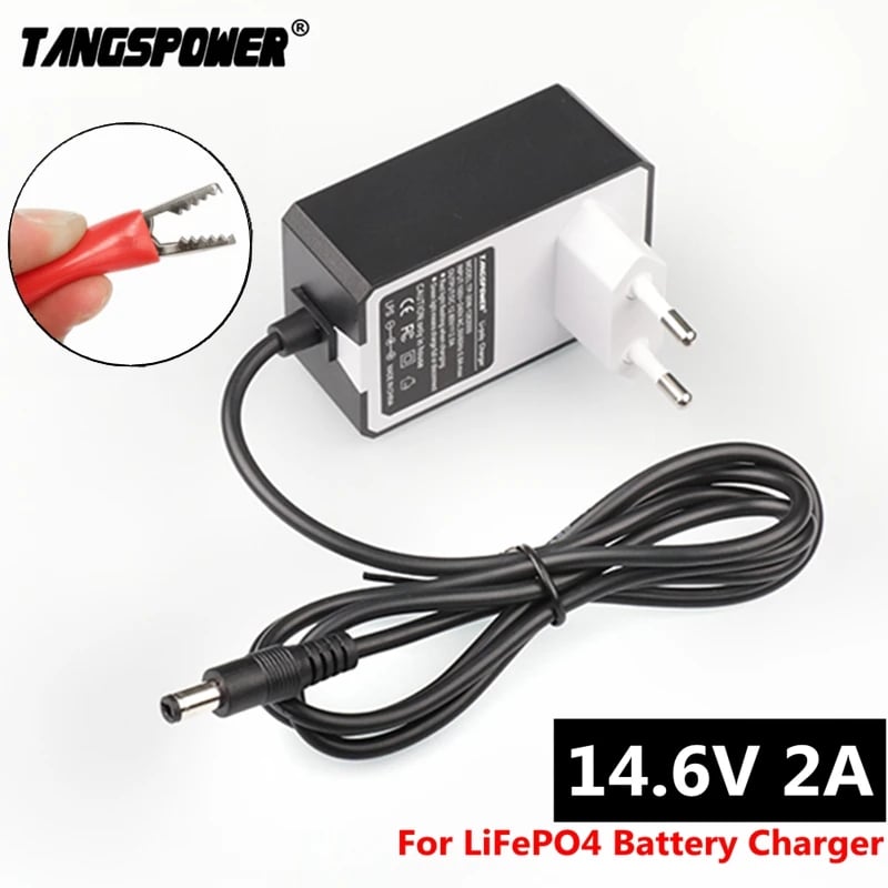 Nabíječka baterií 14,6 V 2 A pro 12,8 V LiFePO4, zástrčka DC 5,5 mm * 2,1 mm s krokosvorkou