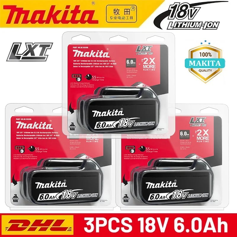 100% originální/pravá baterie Makita 18V, pro Makita BL1830B BL1850B BL1850 BL1840 BL1860 BL1815, náhradní lithiová baterie