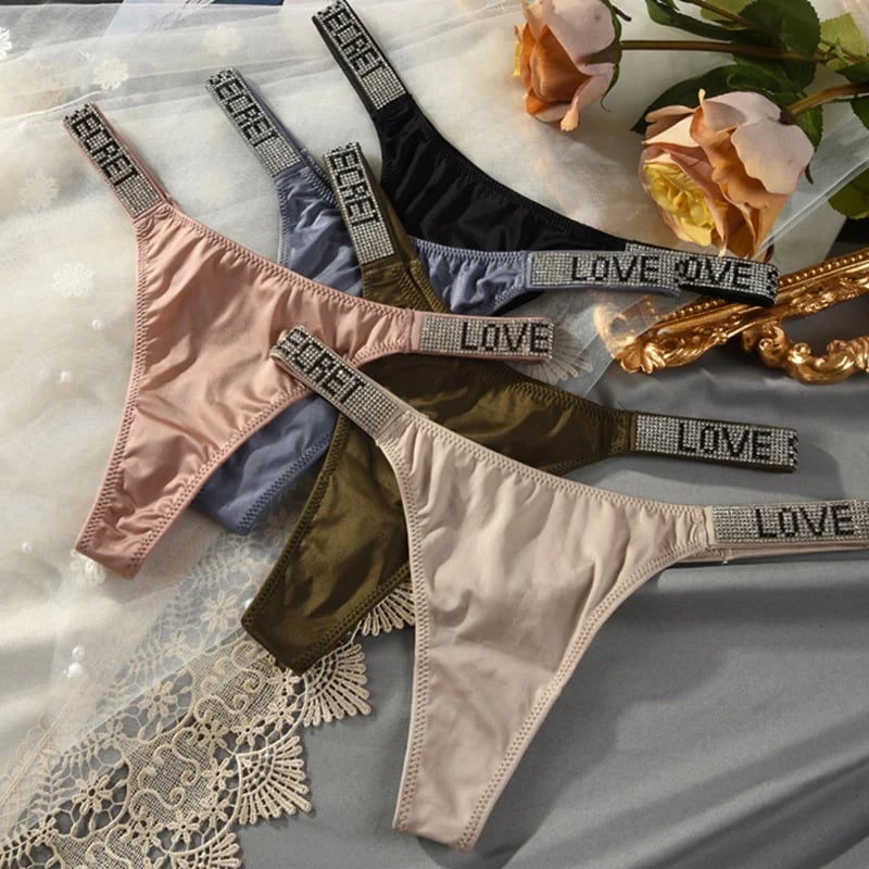 Dámské sexy kalhotky s nízkým pasem, tanga s kamínky, písmena a diamanty, sportovní tanga, kraťasy s T-back fitness, velikost S-XL