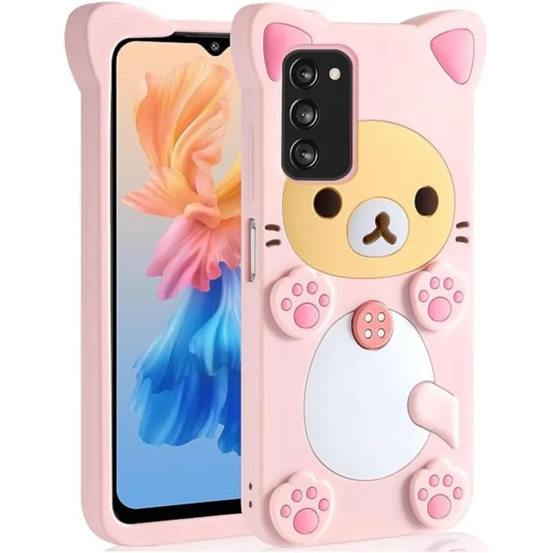 Silikonový měkký kryt Rilakkuma s kočkou a medvědem pro Samsung Galaxy A15 A14 A53 A54 S20 FE S22 S23 S24 Plus