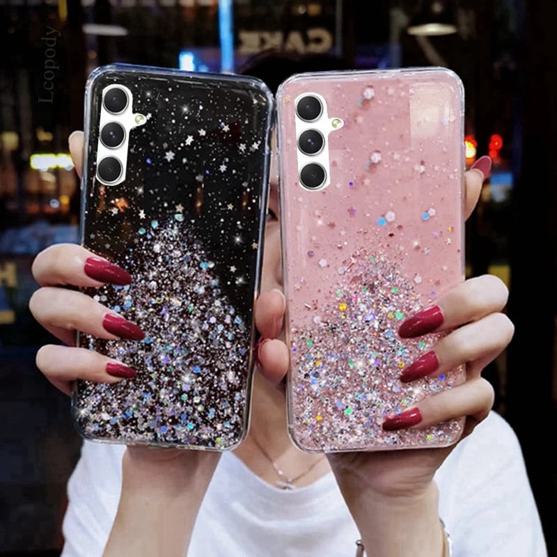 Třpytivé silikonové pouzdro na telefon pro Samsung Galaxy A14 A15 A16 5G A165F, celoplošné, zadní kryt pro Samsung A 14 15 16