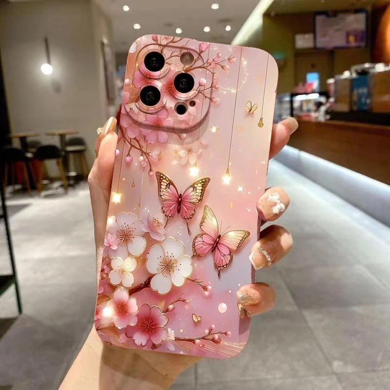 Luxusní romantický akvarelový motýl květinový kryt pro Xiaomi Redmi Note 14 13 12 Pro Plus 12S 11S 11 10 Redmi 13 12 14C 13C