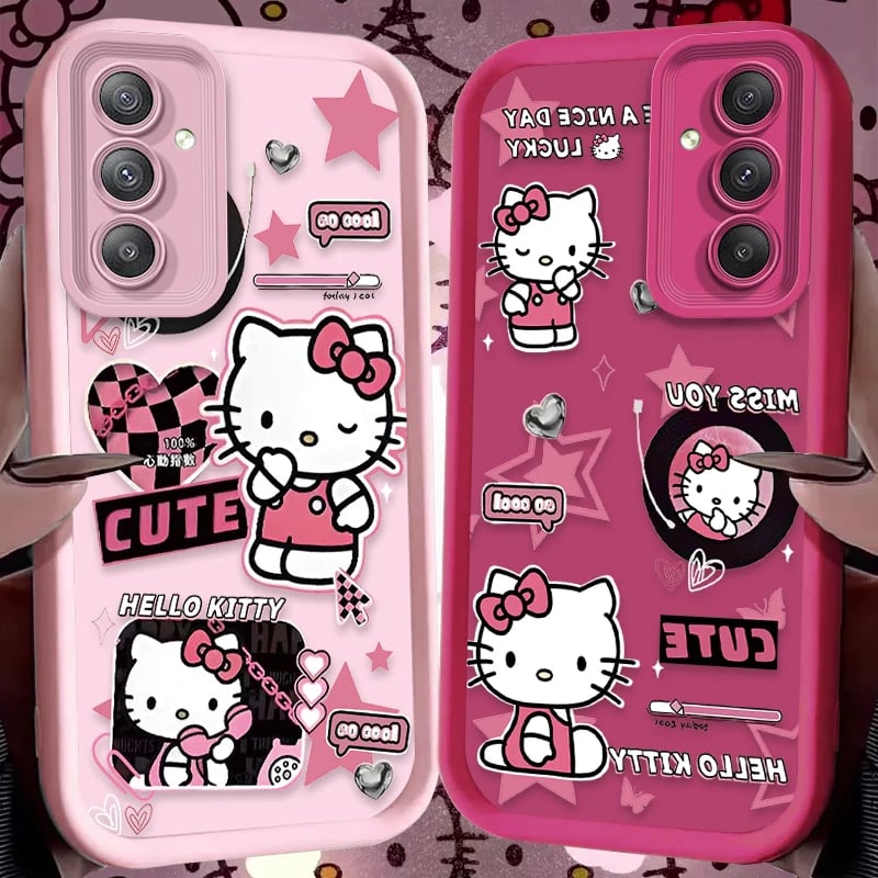 Krásný kryt Hello Kitty Record pro Samsung Galaxy A25 A35 A15 A55 A16 A06 A05 A05S A24 A13 A23 A12 A22 A32 A52 A71 A51 4G