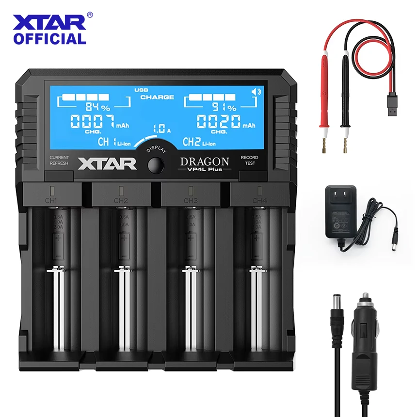 XTAR VP4L PLUS Nabíječka lithiových baterií 18650 Tester kapacity a napětí AA/AAA Multimetr pro dobíjecí baterie