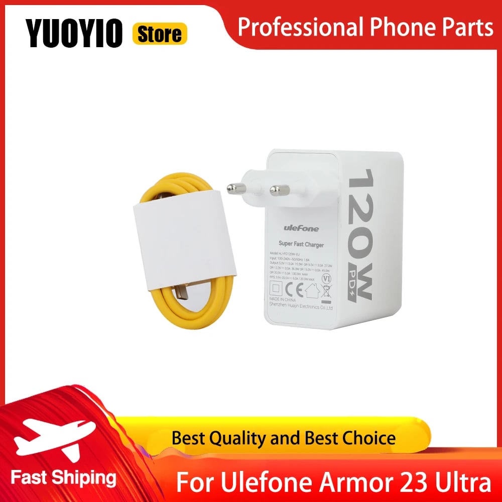 100% originální napájecí adaptér/nabíječka pro Ulefone Armor 23 Ultra, oficiální rychlonabíjecí adaptér + USB kabel, datová linka