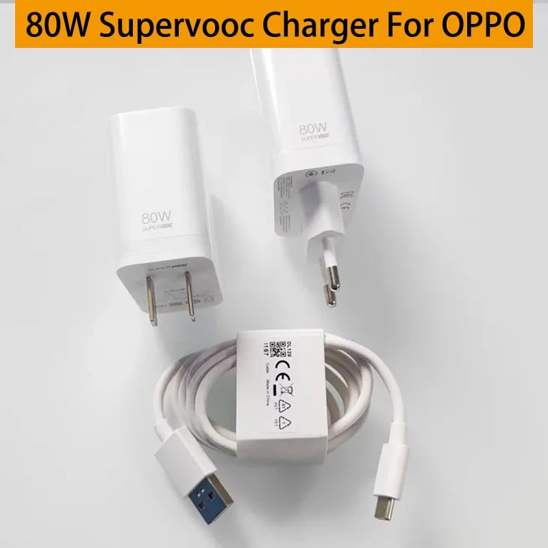 Originální OPPO 80W SuperVOOC EU/US nabíječka s rychlonabíjecím kabelem, USB-C pro OPPO Reno 12, 11, 10, 9 Pro, Find X5, X6, X7 Pro