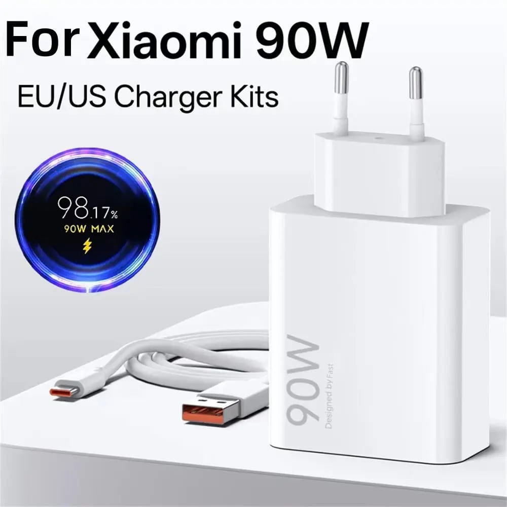 USB nabíječka 90W rychlé nabíjení s EU/US zástrčkou pro cestovní nabíječku do zásuvky pro Xiaomi 15 14 13 Samsung Huawei telefon rychlonabíjecí adaptér