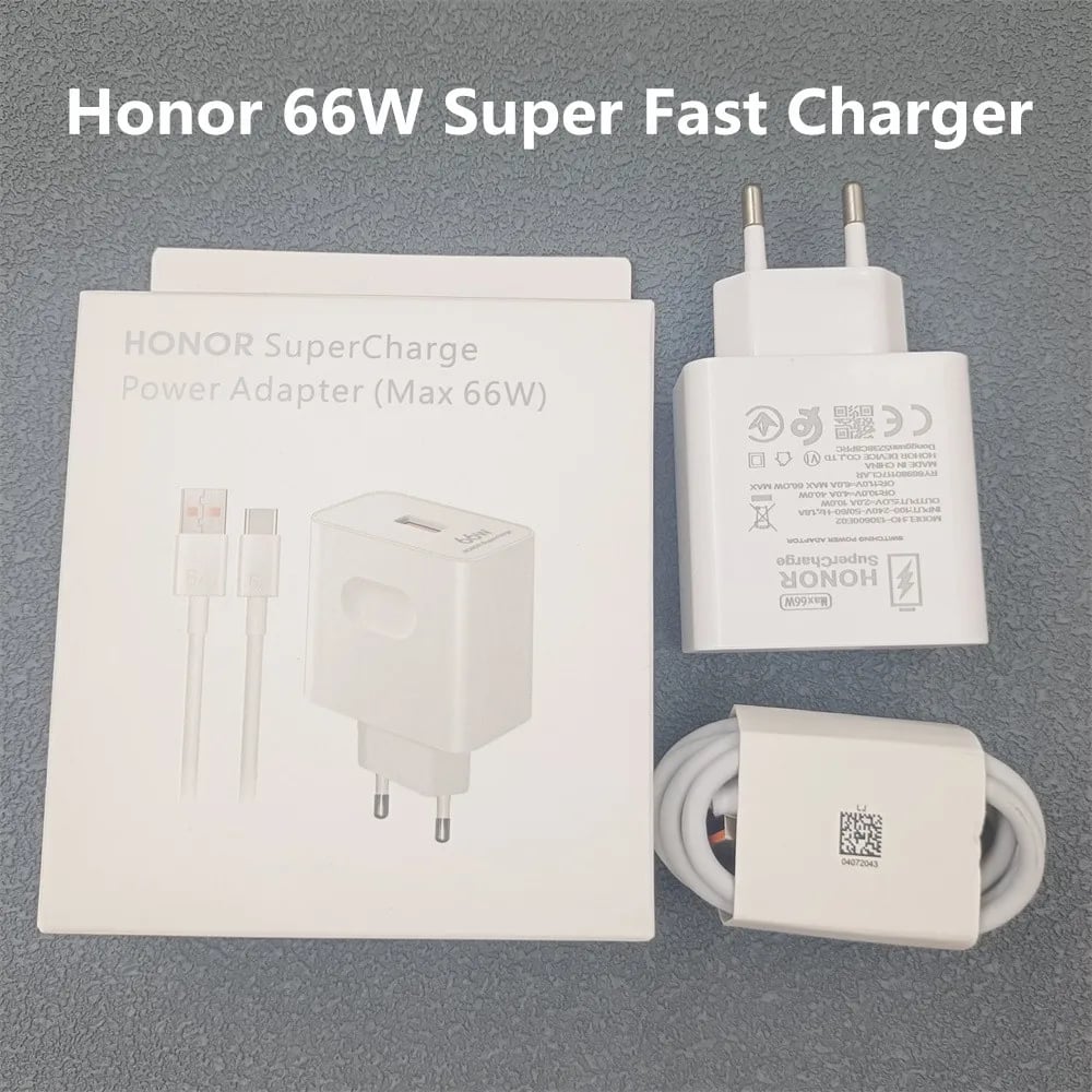 Originální nabíječka HONOR 66W EU/US Super Charge Fast 6A USB kabel pro Honor X9C 90 80 Pro Magic 7 Lite Vs3 V3 V2 Vs2