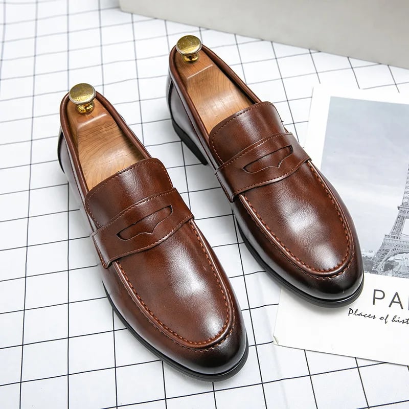 Pánské společenské špičaté mokasíny z PU kůže pro obchodní styl