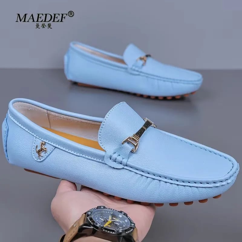 Pánské bílé mokasíny loafers prodyšné casual boty pro řízení i chůzi velké velikosti