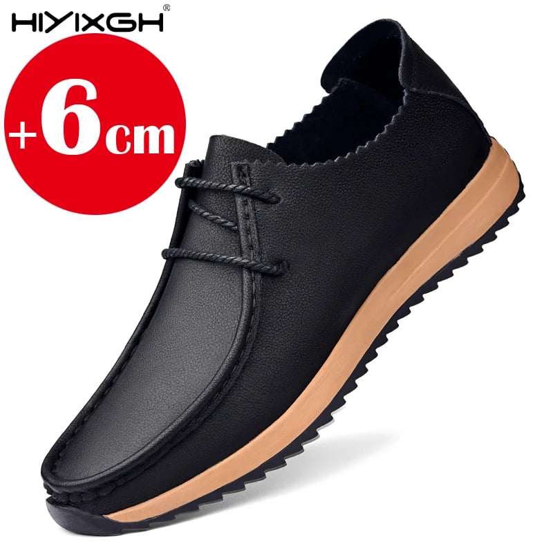 Pánské boty s 6 cm vyvýšenou podrážkou z pravé kůže neklouzavé procházkové boty