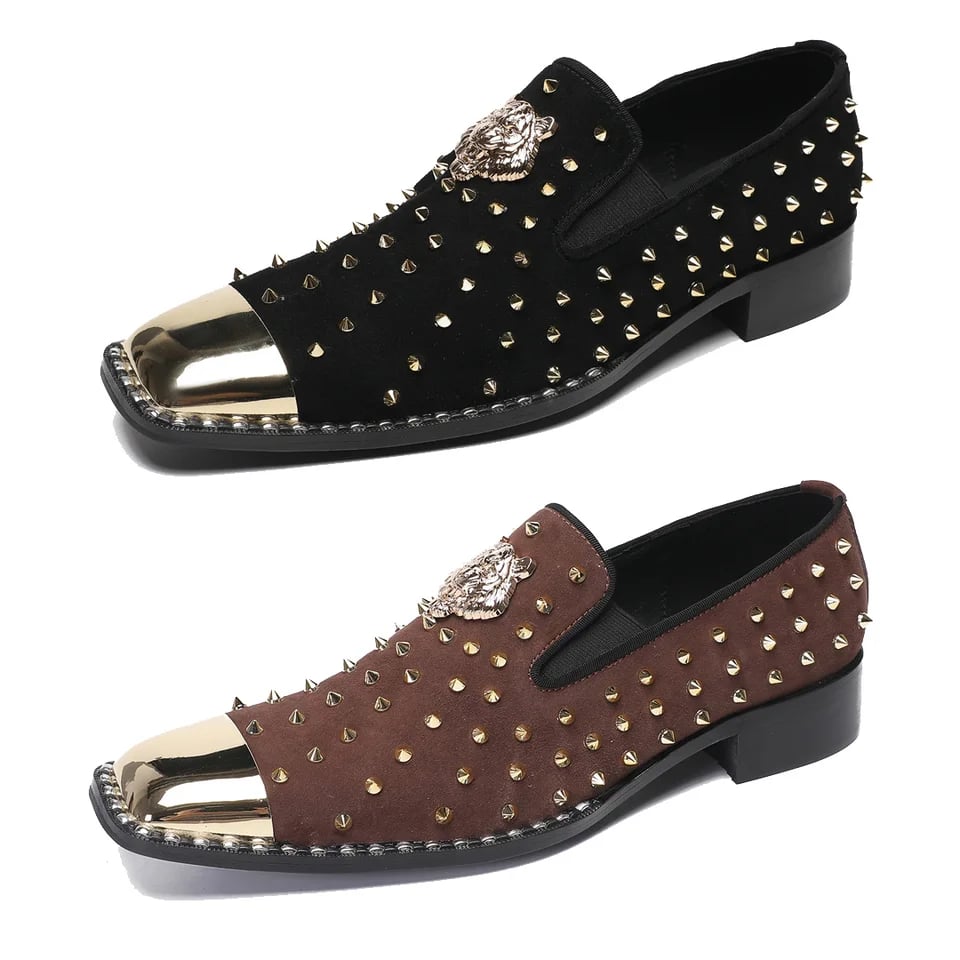 Pánské slip-on boty s kovovými nýty prodyšné odolné stylové na volný čas i slavnostní obuv