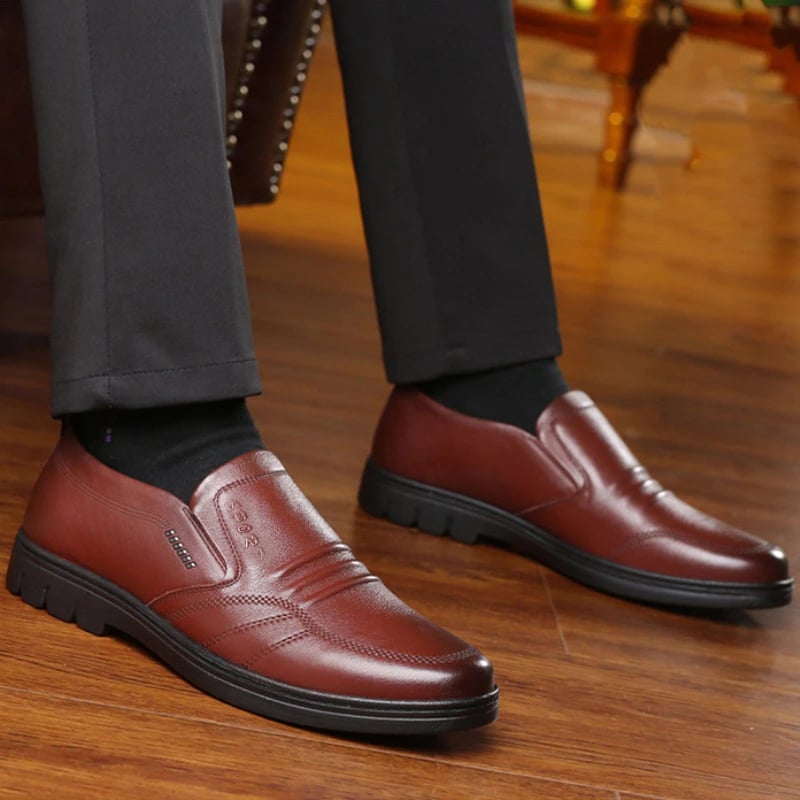 Pánské kožené mokasíny slip on černé pro business casual formální obuv