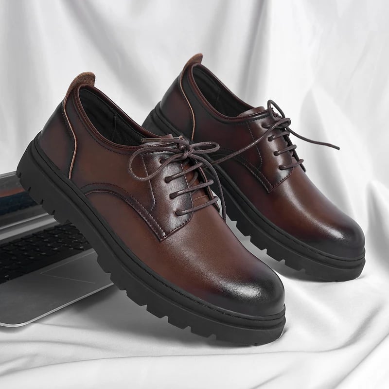 Kožené pánské oxford boty kulatá špička černé a hnědé formální boty do kanceláře