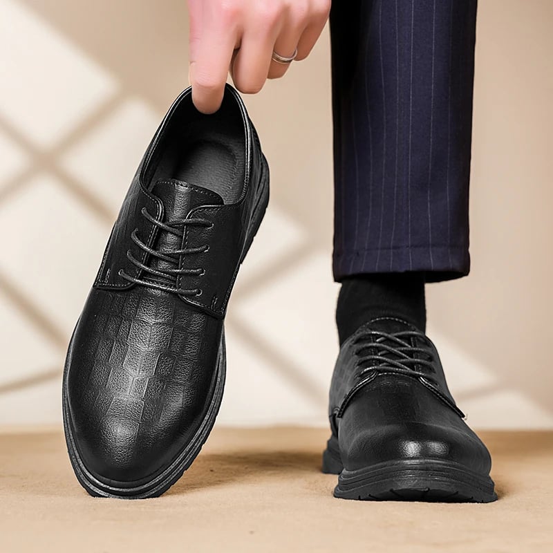 Vysoce kvalitní pánské černé kožené společenské boty pro formální nošení