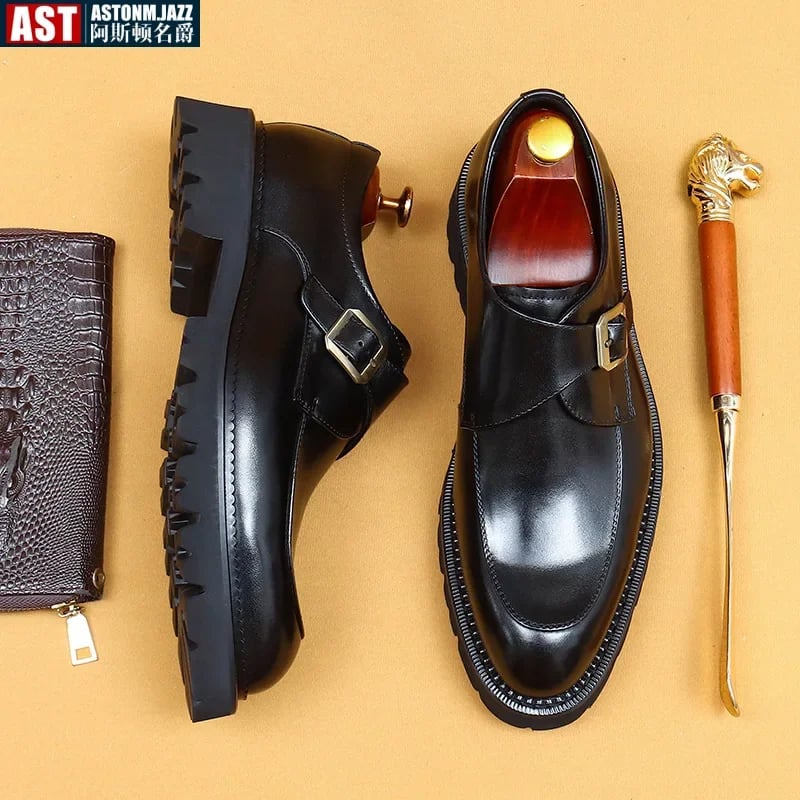 Pánské luxusní tenisky z pravé kůže s monk strap a dvojitou přezkou wingtip brogue