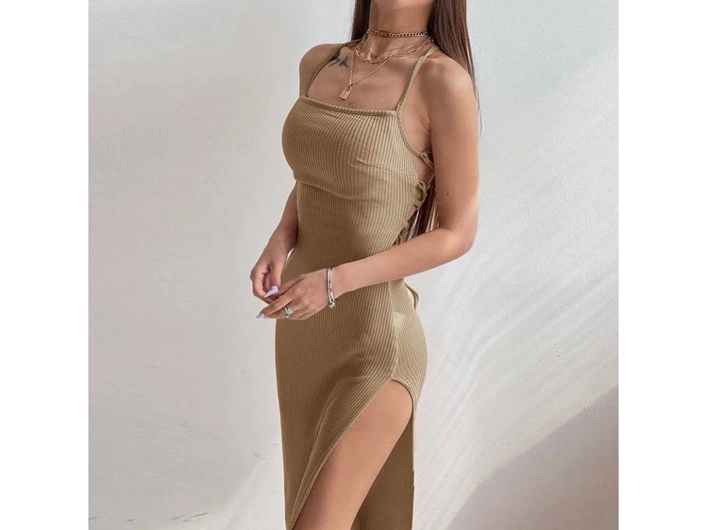 Sexy černé dlouhé šaty Summer zlaté